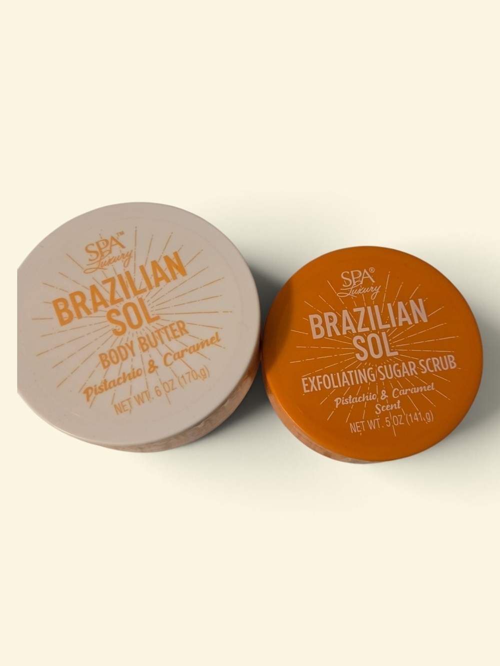 Brazilian Sol Exfoliating Sugar Scrub -(Pistachio & Caramel) Set